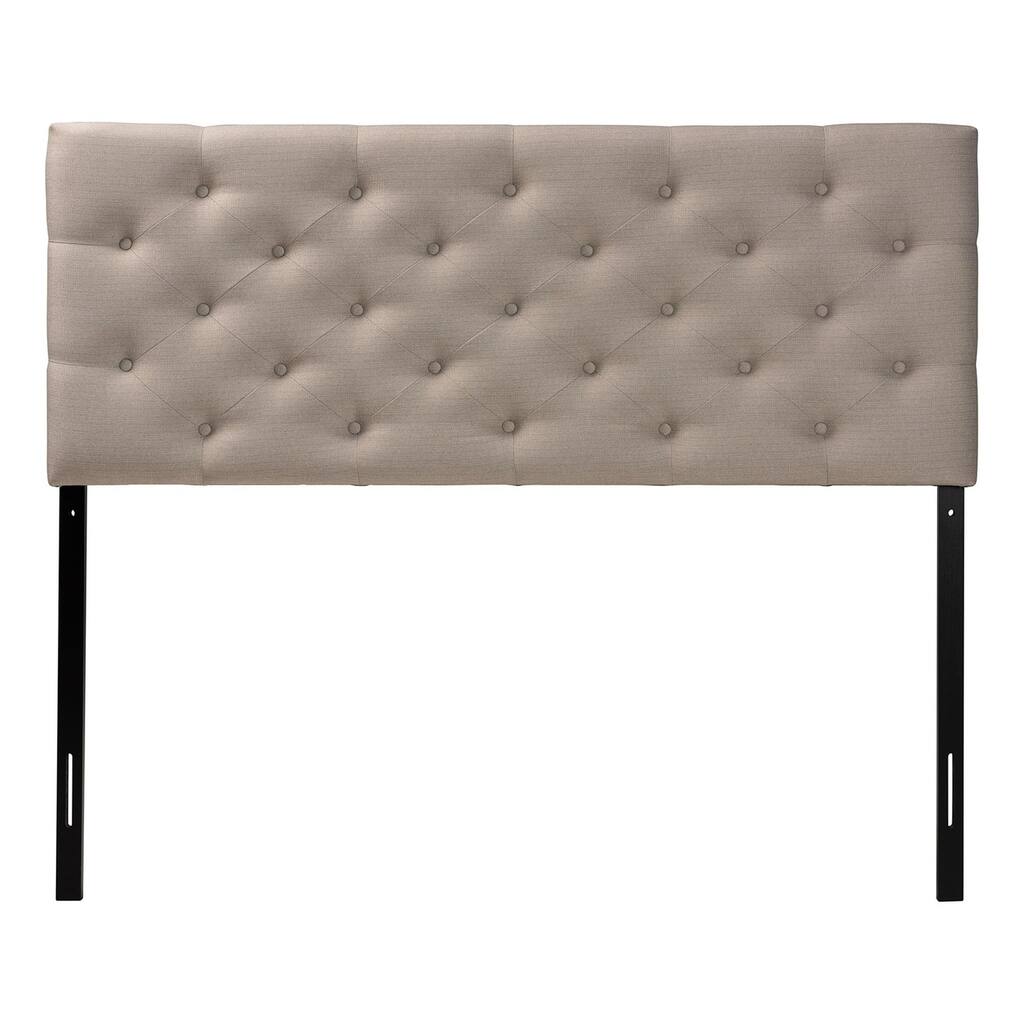 Button-Tufted Upholstered Headboard with Faux Crystal Buttons and Adjustable Legs for a Modern Bedroom Style
