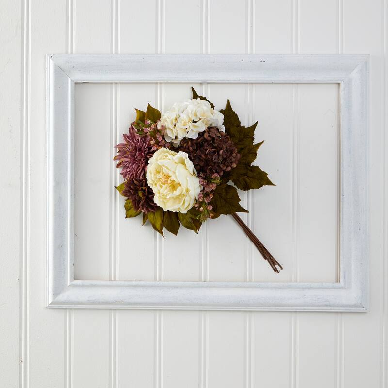 16" Peony, Hydrangea and Dahlia Artificial Flower Bouquet (Set of 2)