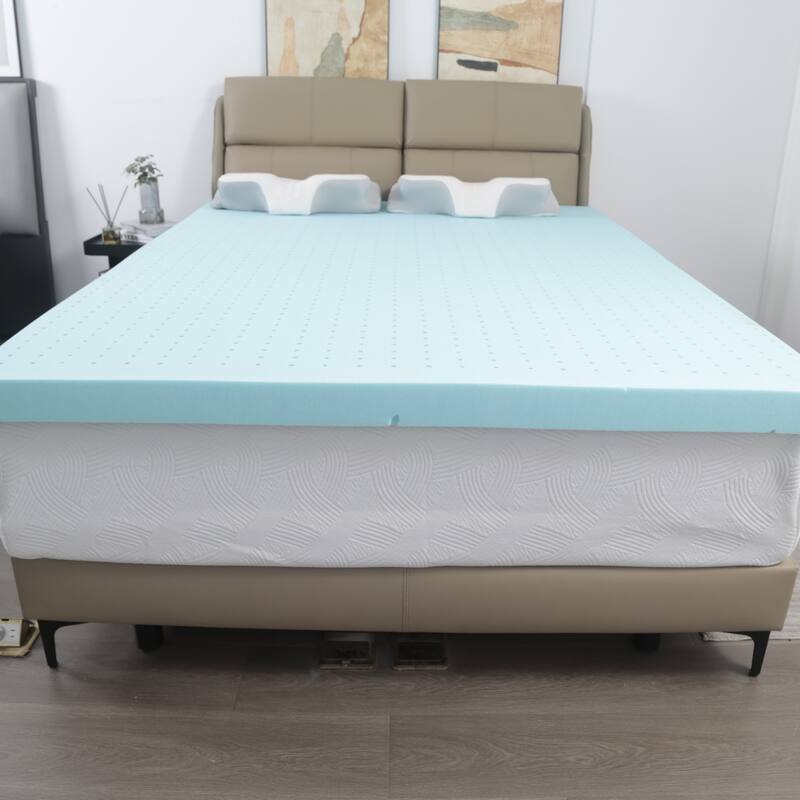 Blue Slow-Rebound Sponge Mattress with Mattress Cover