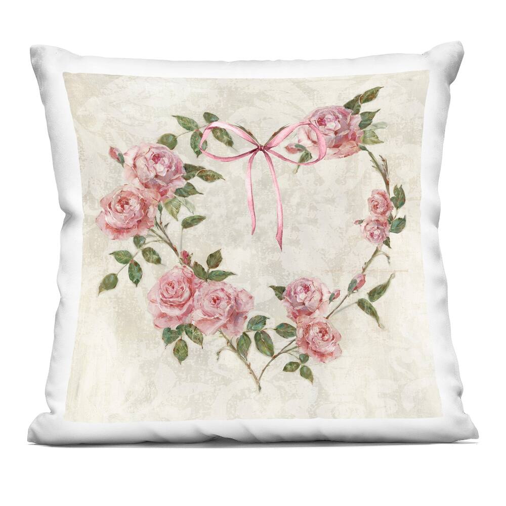 Stupell Rose Heart Wreath Decorative Printed Throw Pillow Design by Sally Swatland