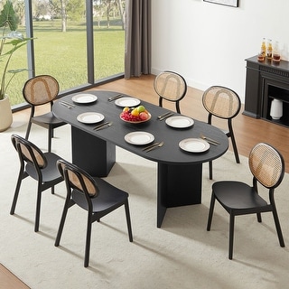 Black Oval Wood Kitchen Dining Table - Bed Bath & Beyond - 40303210