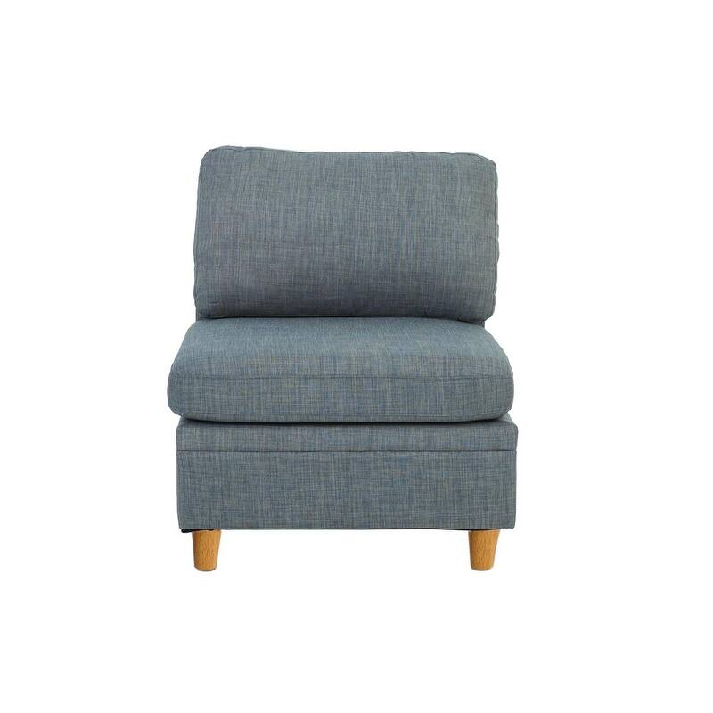 7pc Steel Gray Fabric Sectional Sofa Set - 4 Wedges, 2 Armless Chairs, 1 Ottoman