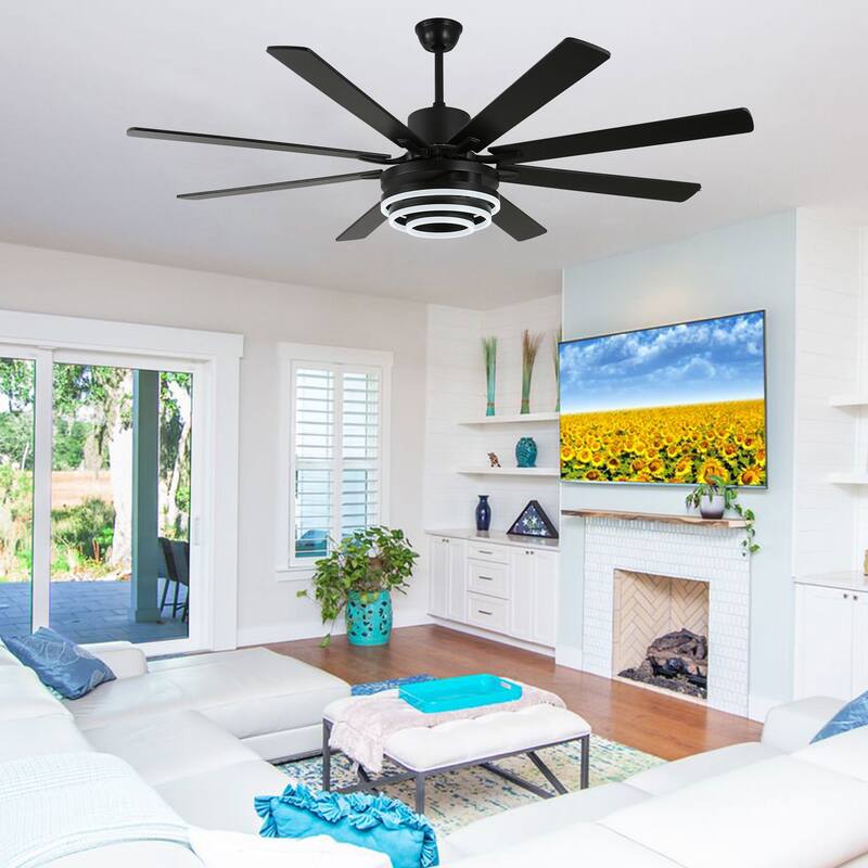 Bella Depot 72" Gold Large Ceiling Fan with Light and Remote