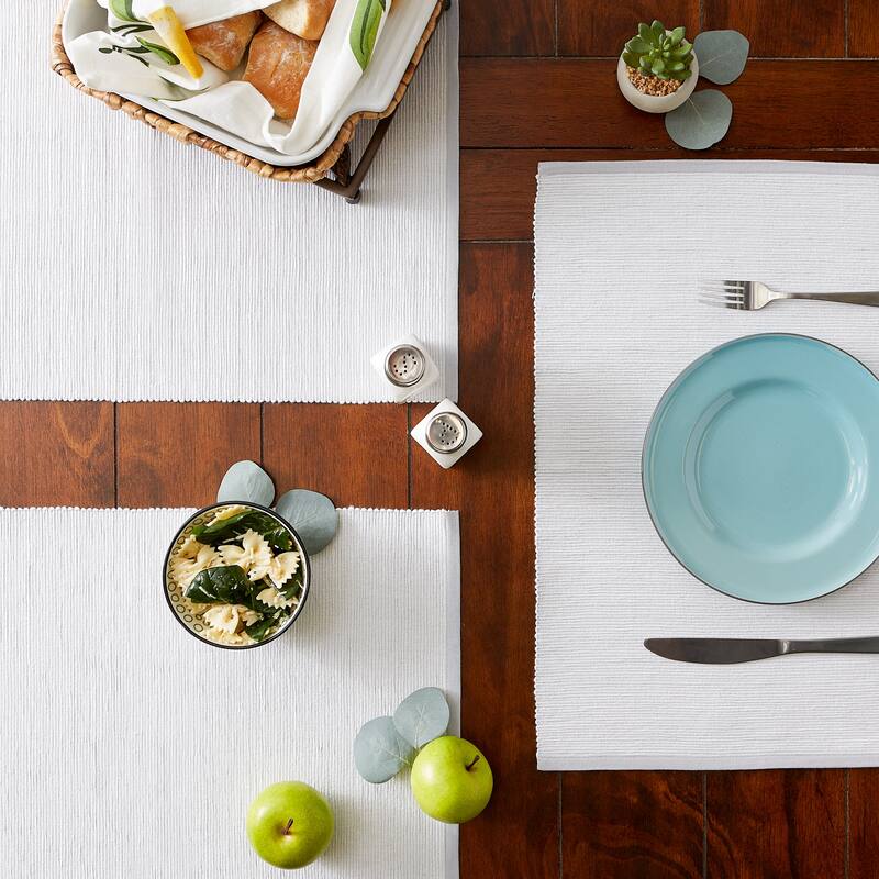 DII French Blue Eco-Friendly Chambray Fine Ribbed Placemat 6 Piece