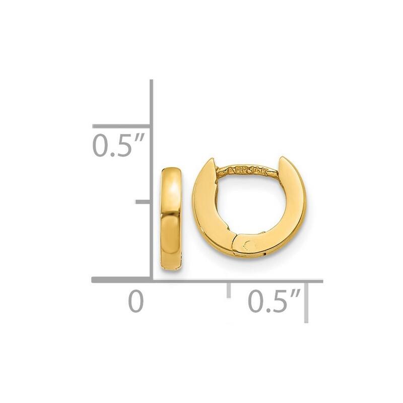 Curata 14k Yellow Gold Small Polished Hinged Earrings - 6x3mm