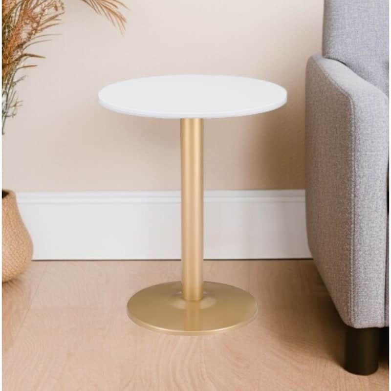 Gold and White Round Bistro Dining Table for Kitchen or Bar - 23.60” x 23.60” x 29.50”