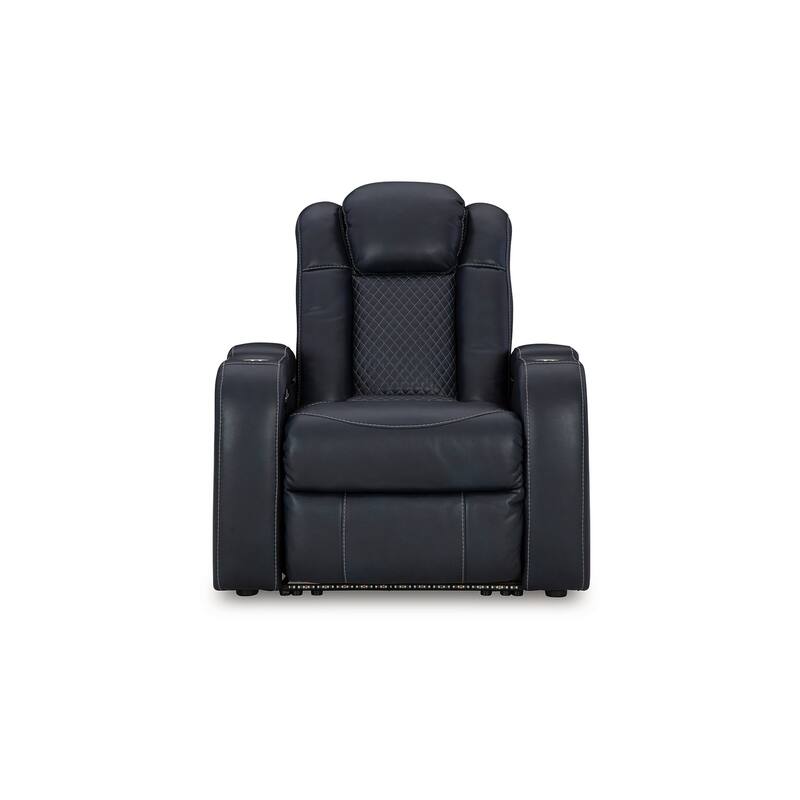 Fynne LED Power Recliner Chair, USB Port, Sapphire Blue Faux Leather