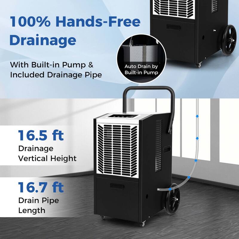Costway 163-Pint Commercial Dehumidifier with Pump & Drain Hose 4,500 - See Details