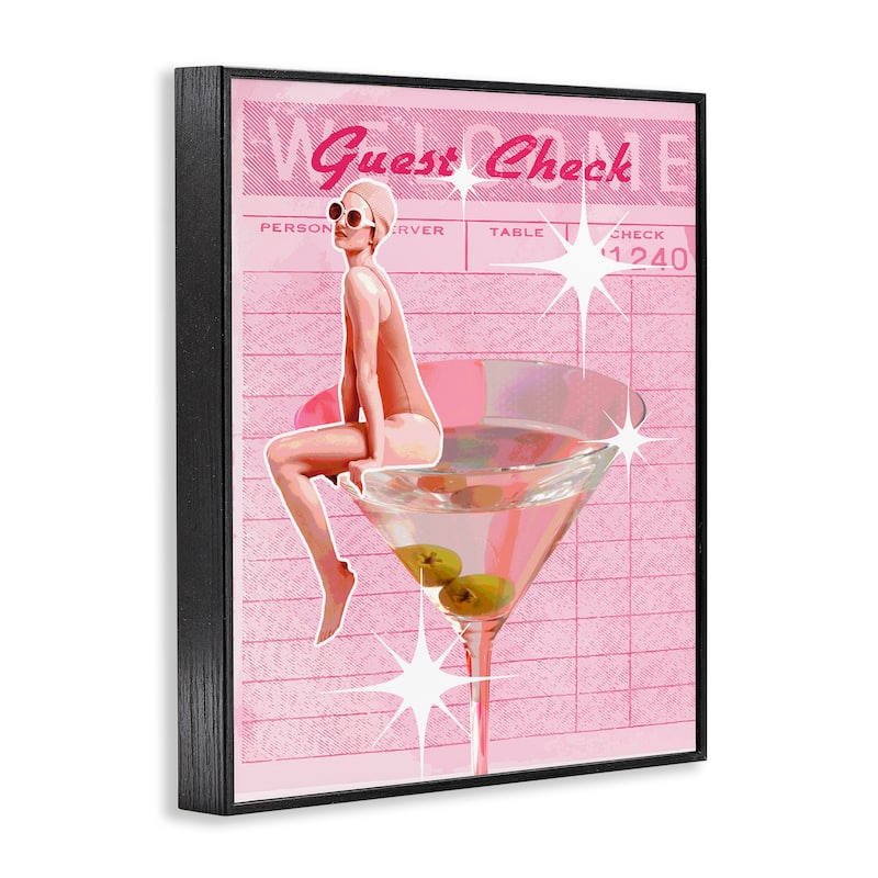 Stupell Retro Restaurant Check Cocktail Framed Giclee Art Design By Lil' Rue