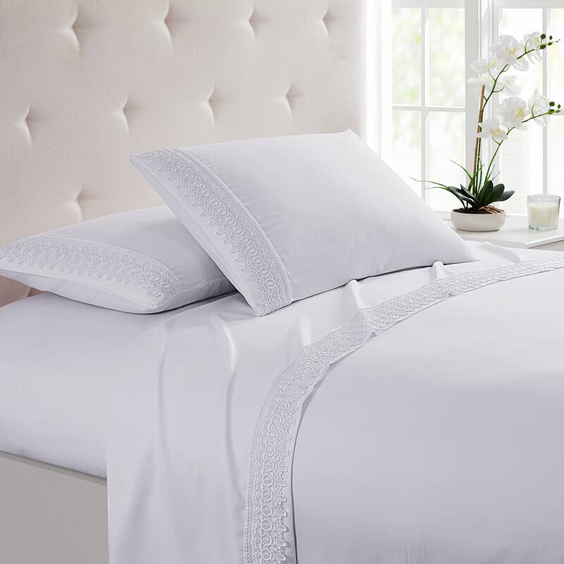 SL SPIRIT LINEN HOME EST. 1988 Lace Sheet Set - Double Brushed Microfiber
