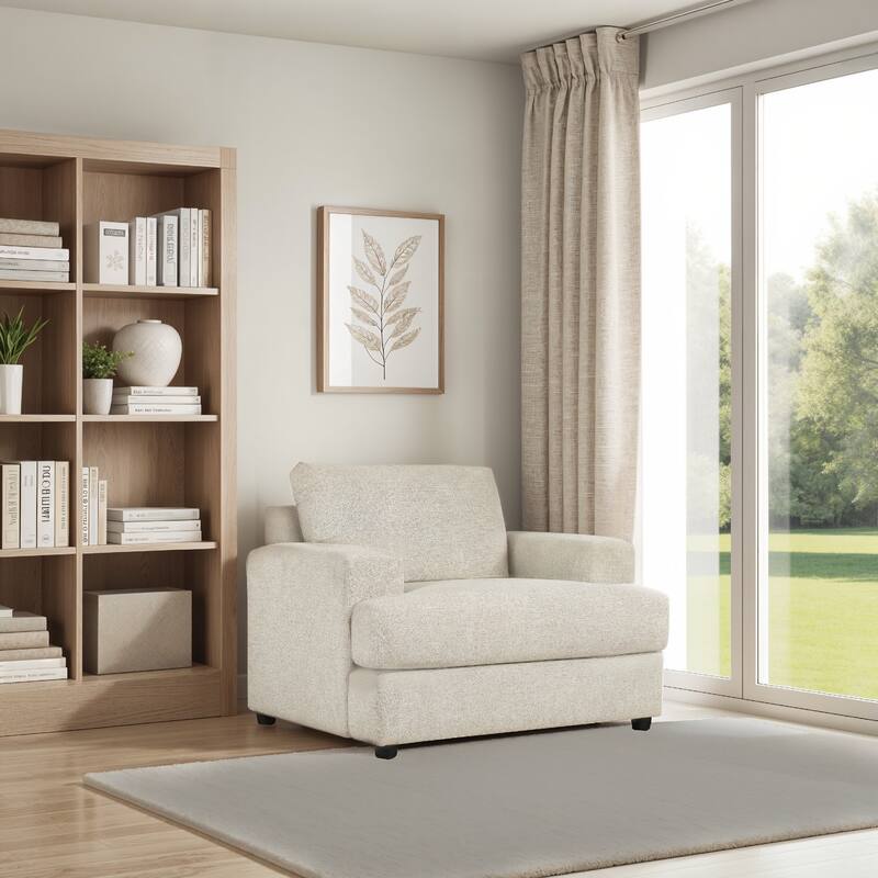Tren Oversized Sofa Chair | Textured Beige Pillow Back | Deep Seat Cushion