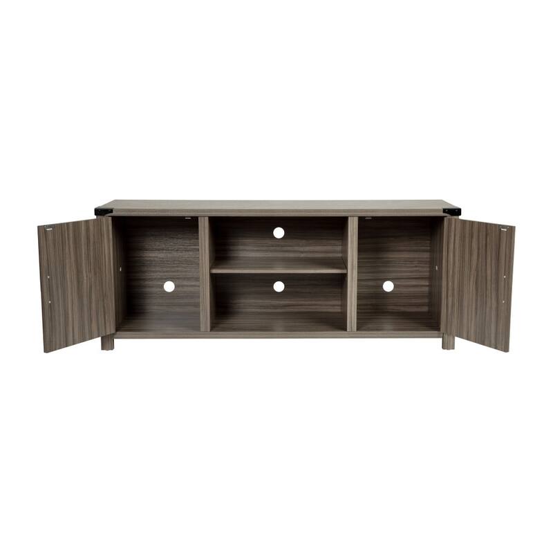 59" Modern Farmhouse Media Console with Barn Doors & Adjustable Shelf