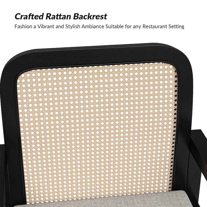 Antoine Modern Ratten Back Dining Chair with Removable Cushion Set of 2 by HULALA HOME