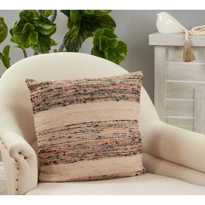 Throw Pillow With Striped Design, 20"x20"