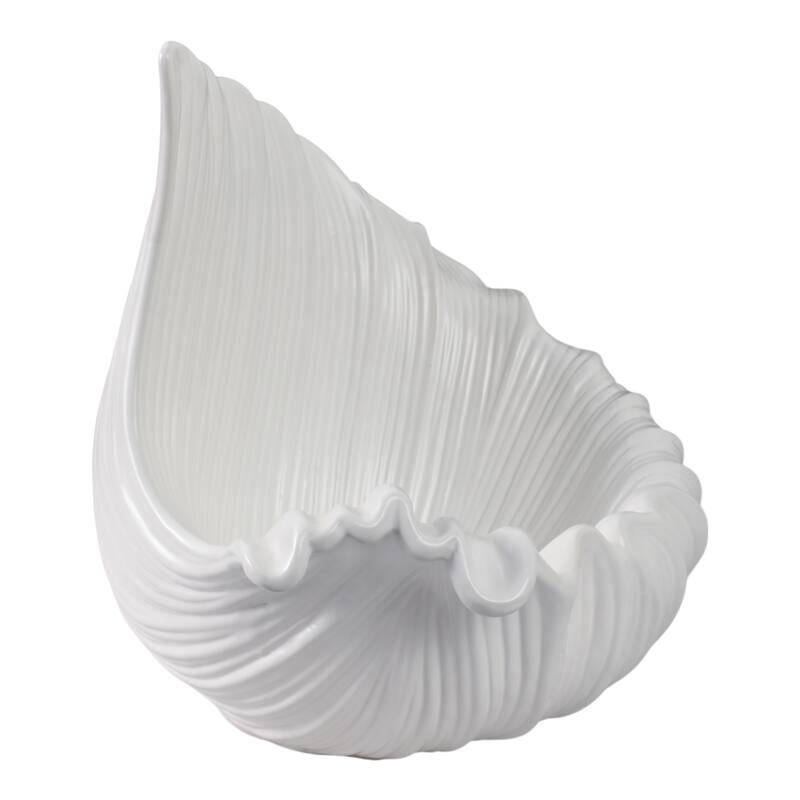 Decorative Ceramic Shell Bowl - 16", White - 16.0"