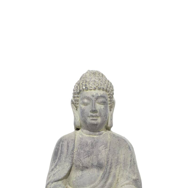 CosmoLiving by Cosmopolitan Ceramic Meditating Buddha Decorative Sculpture with Engraved Carvings - Beige or Gray