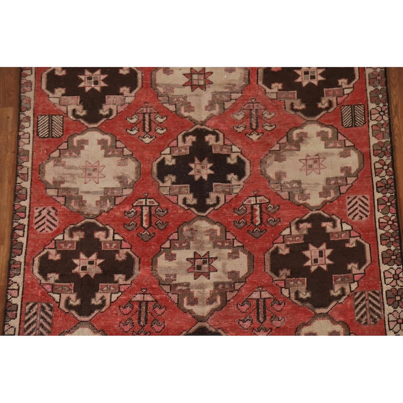 All-Over Geometric Bakhtiari Persian Antique Rug Handmade Wool Carpet - 4'6"x 8'9"