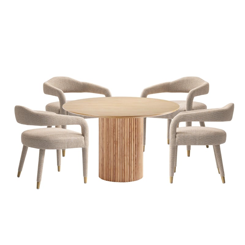 Manhattan Comfort 5-Piece Hathaway Modern 47.24 Solid Wood Round Dining Set