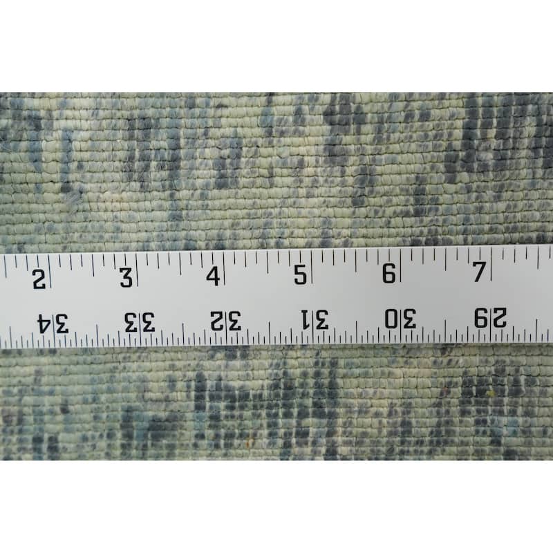 Hand Knotted Oriental Viscose Silk Carpet Modern Abstract Navy Blue & Blues Abstract Area Rug - 7' 10'' X 5' 3''
