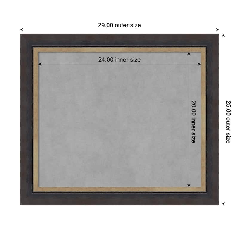 Amanti Art Hammered Charcoal Tan Framed Magnetic Board - Board Size 24x20