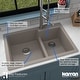 preview thumbnail 35 of 60, Karran 33" Top Mount Large/Small Bowl Quartz Kitchen Sink Kit - 33" x 22" x 9"