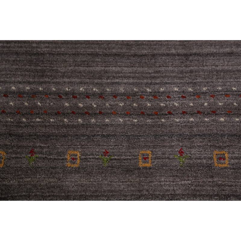 Hand Knotted Oriental 100% Wool Carpet Tribal Tribal Greys & Charcoal Gabbeh Area Rug - 9' 9'' X 8' 0''