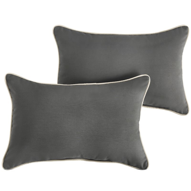 Charcoal Grey and Ivory Indoor/ Outdoor Pillow Set