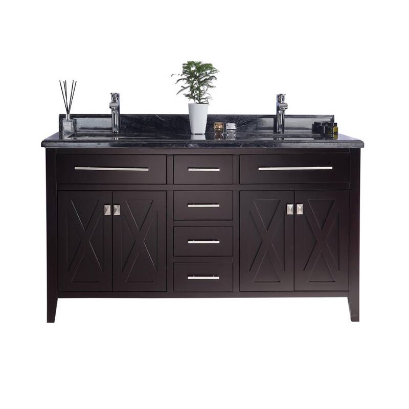 Miseno MV-60-313YG319 Wimbledon 60" Free Standing Double Basin Vanity - Brown / Black Wood