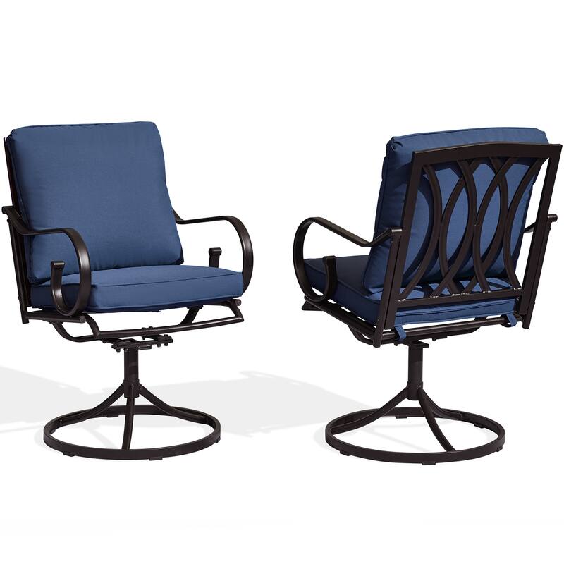 Outdoor Swivel Rocker Chairs Set of 2, Heavy-Duty 360° Swivel Patio Chairs with Cushions, All-Weather Steel Frame for Garden