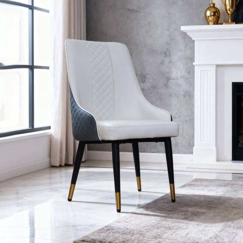 Set of 2 PU Leather Dining Chairs - Ergonomic High-Back Kitchen Chairs with Carbon Steel Legs, Waterproof & Easy Clean