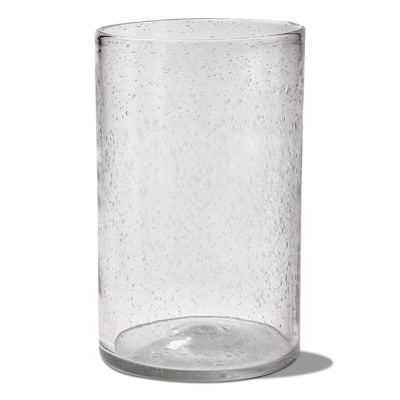 Headlands Hurricane Vase Clear Glass with White Wave Pillar Candle Holder Large Size, 8.0L x 8.0W x 12.75.6H inches
