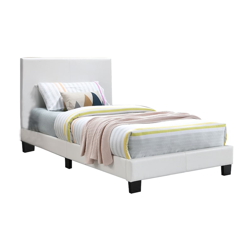 White Faux Leather Upholstered Platform Bed