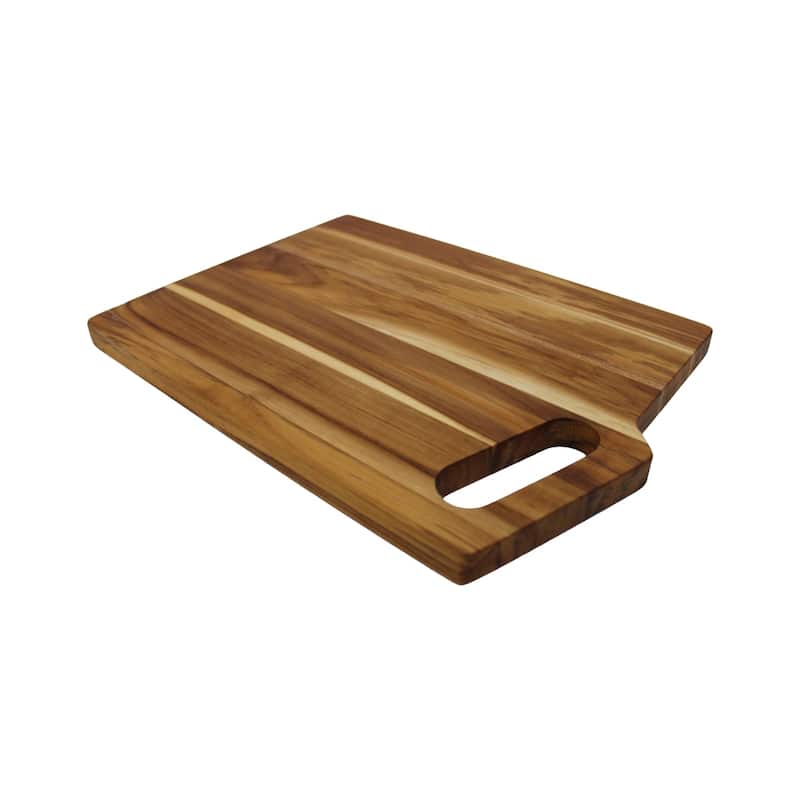 EcoDecors Teak Cutting Board 14" x 10", Reversible Teak Wood Edge Grain Carving Board with Juice Groove, FSC Certified