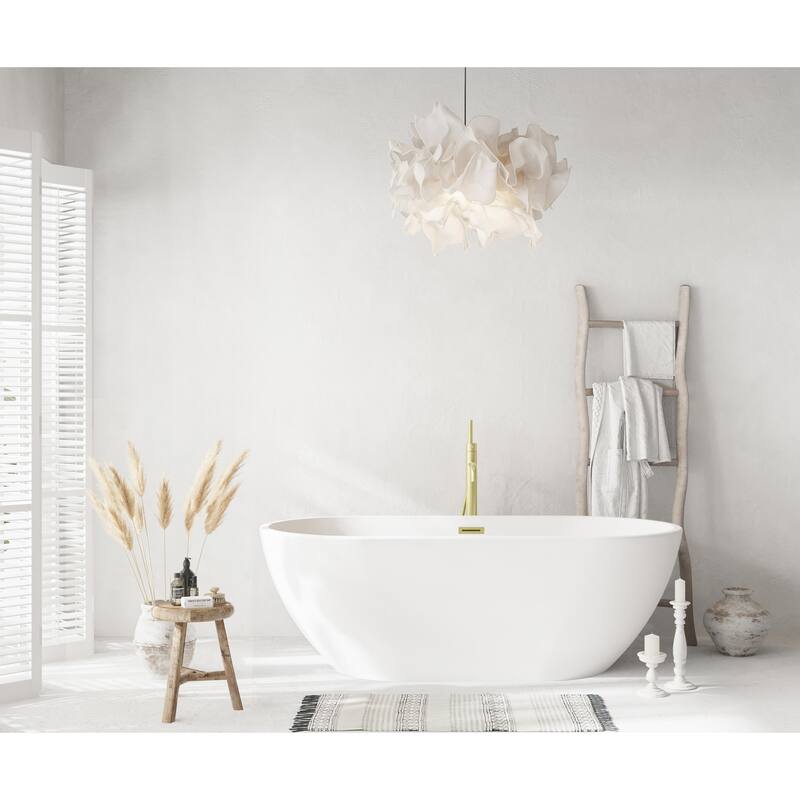 Orson Bathtub in Glossy White - Glossy White with Brushed Gold Trim - 67"
