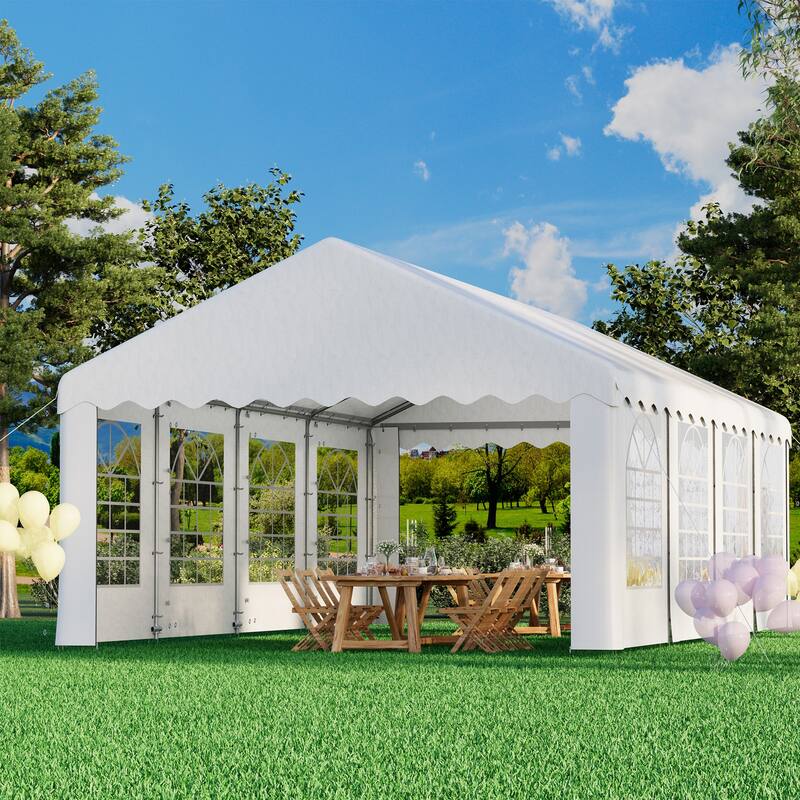 Durable Party Tent Gazebo for Events, Weddings, and BBQs - Includes Removable Sidewalls with Windows & Storage Bags, White - 20 x 30 ft - White