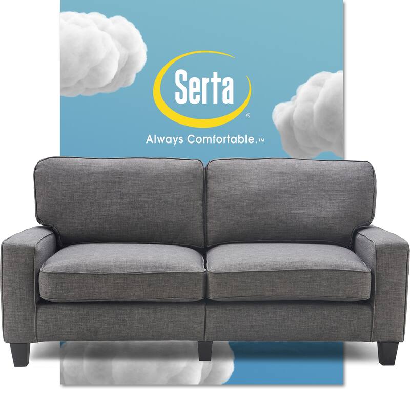 Serta Palisades Upholstered 73" Sofas for Living Room Modern Design Couch, Straight Arms, Soft Upholstery, Tool-Free Assembly - Grey