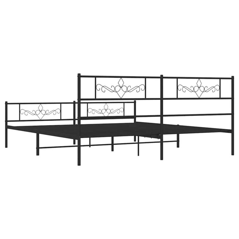 vidaXL 12 Inches Black California King Metal Bed Frame No Mattress