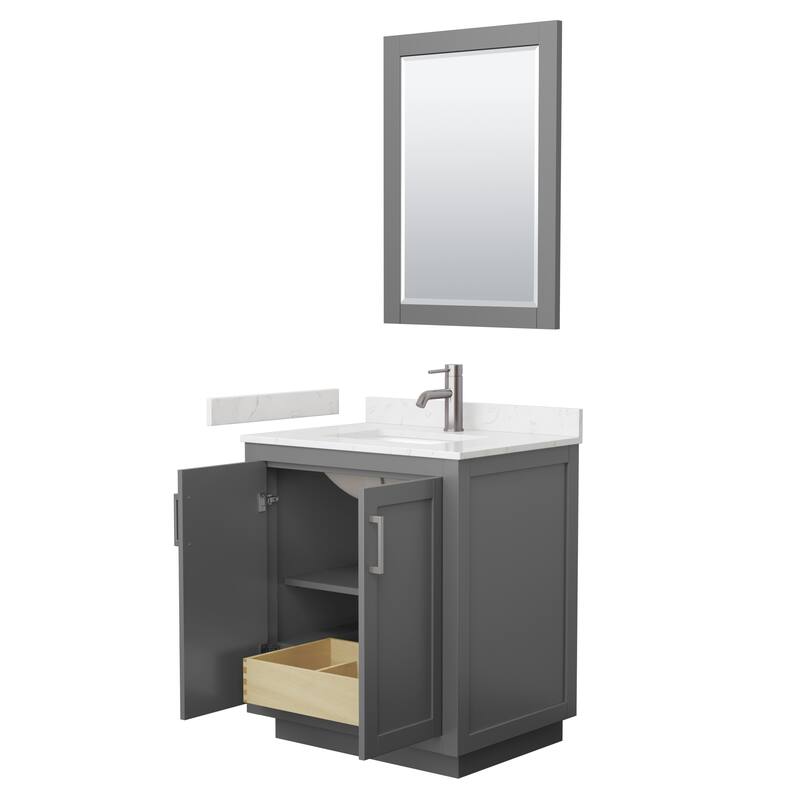 Miranda Single Vanity Set, Cultured Marble Top, 24-Inch Mirror