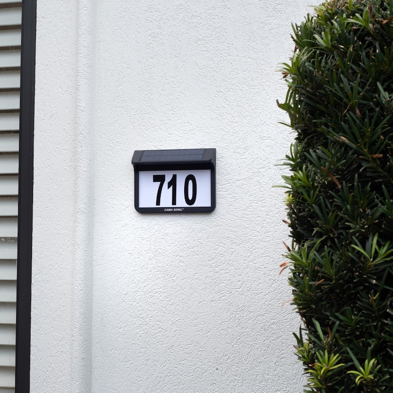 Solar Address Wall Plaque Light with In Ground Stakes