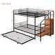 preview thumbnail 14 of 12, Black Twin over Full Size Metal Bunk Bed with Trundle and Lateral Storage Ladder and Wardrobe