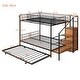 preview thumbnail 18 of 16, Twin over Full Metal Bunk Bed with Trundle & Lateral Storage Ladder and Wardrobe, White