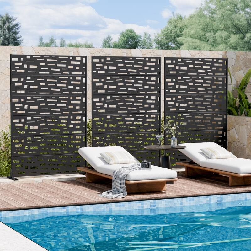 Outdoor Metal Privacy Screen Fence Panel Set of 2