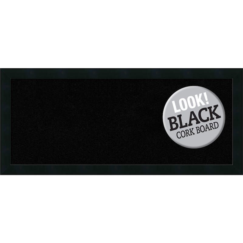 Framed Black Cork Board, Mezzanotte Black - panel - 32 x 14"