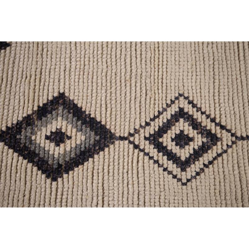 Ivory Moroccan Area Rug Hand-Knotted Wool Carpet - 7'10"x 11'9"