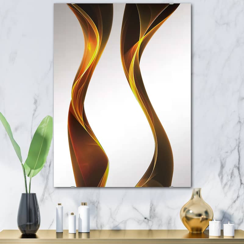 Designart 'Gold Waves' Modern Mirror - Contemporary Large Printed Wall Mirror