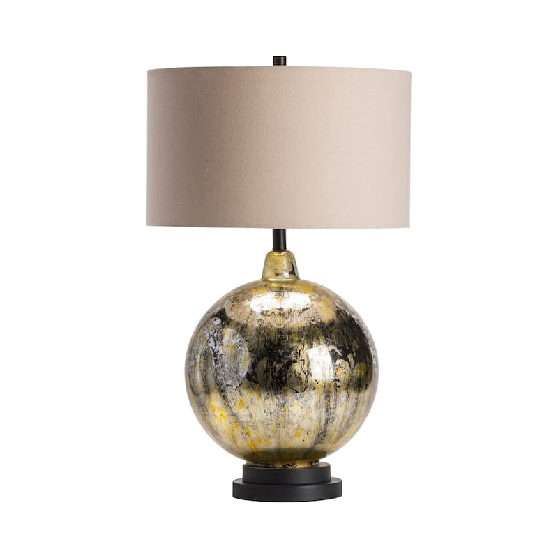 Metallic Silver Glass and Metal Orb Table Lamp - 31.5" H
