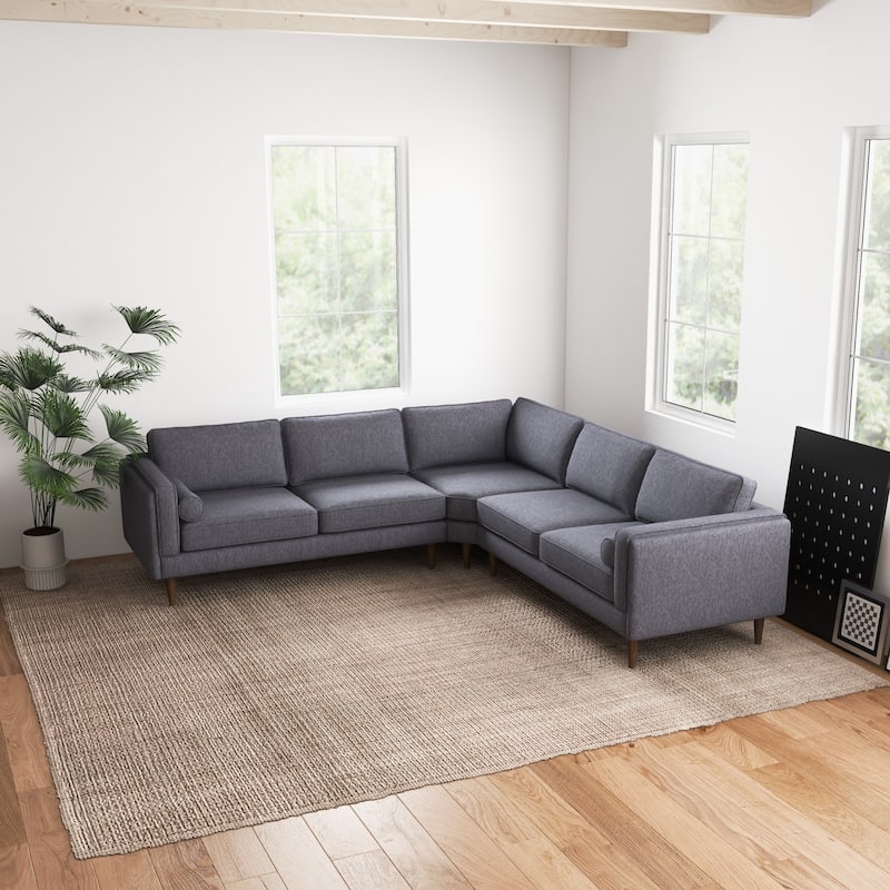 Flavia Mid Century Modern Pillow Back Symmetrical Corner Sofa