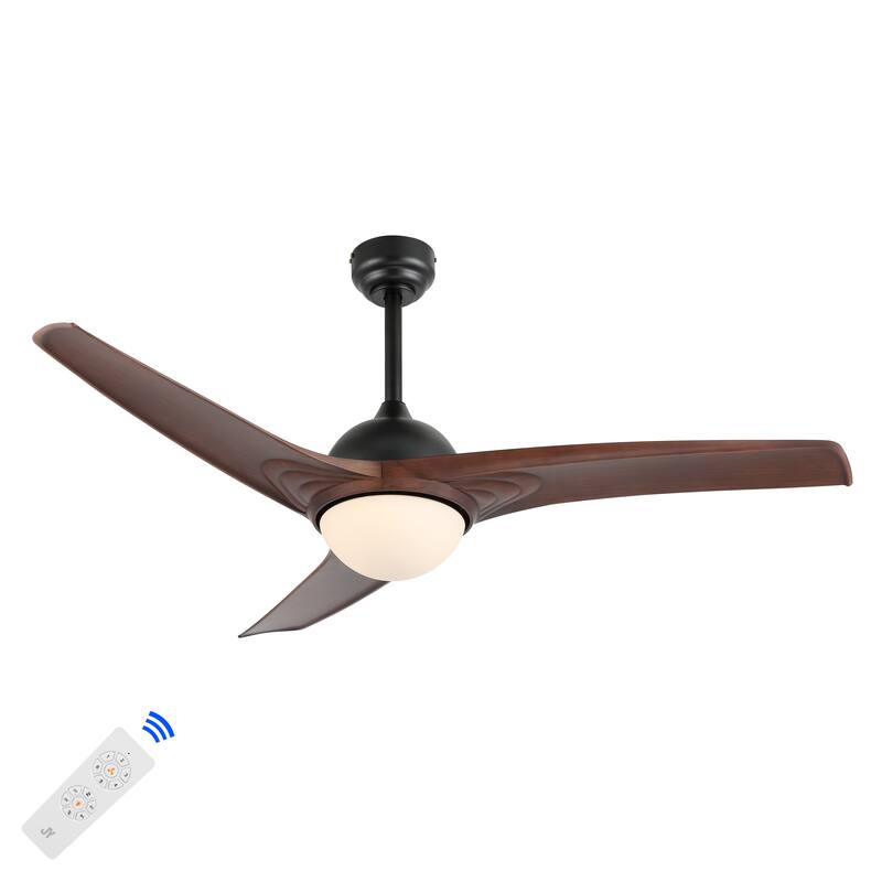 Aviator 52" 1-Light Industrial Iron/Plastic Mobile-App/Remote-Controlled 6-Speed Propeller LED Ceiling Fan, by JONATHAN Y