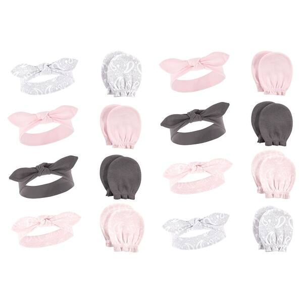 slide 1 of 1, Hudson Baby Infant Girl 16Pc Headband and Scratch Mitten Set, Pink Bandana, 0-6 Months - Pink Bandana Pink Bandana - 0-6 Months