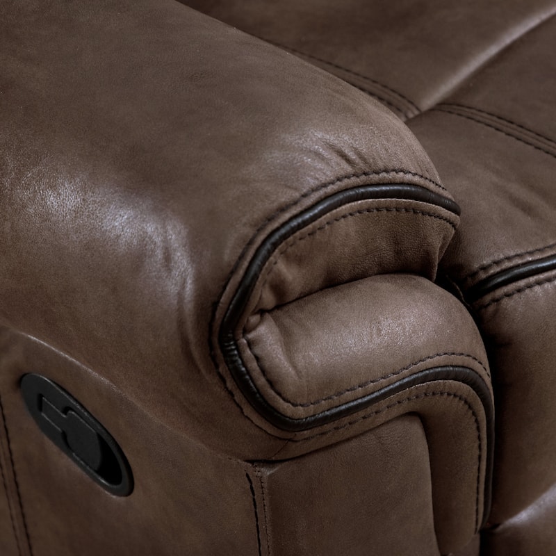 Verne Brown Manual Microsuede Glider Reclining Loveseat with Center Storage Console
